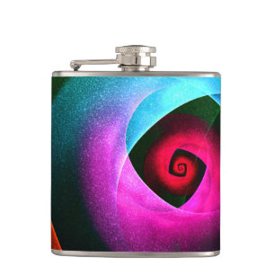 Blue Orange Pink Modernes Abstraktes Kunstmuster # Flachmann