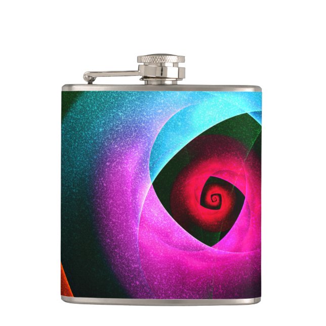 Blue Orange Pink Modernes Abstraktes Kunstmuster # Flachmann (Vorderseite)