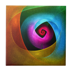 Blue Orange Pink Modernes Abstraktes Kunstmuster # Fliese