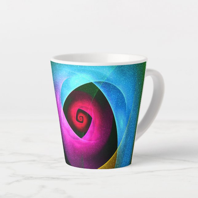 Blue Orange Pink Modernes Abstraktes Kunstmuster # Milchtasse (Rechte Ecke)
