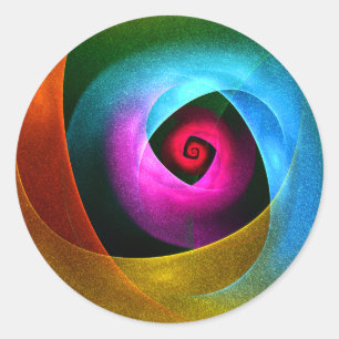 Blue Orange Pink Modernes Abstraktes Kunstmuster # Runder Aufkleber