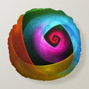 Blue Orange Pink Modernes Abstraktes Kunstmuster # Rundes Kissen