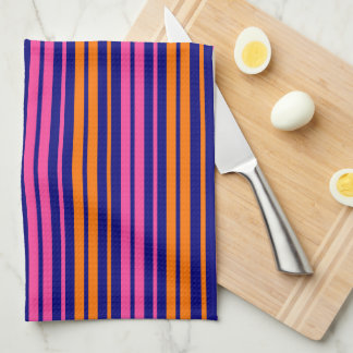 Blue Orange Pink Vertical Stripes Design Geschirrtuch