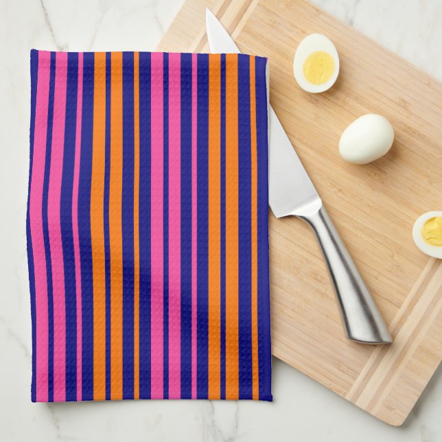 Blue Orange Pink Vertical Stripes Design   Geschirrtuch (Viertel Falte)