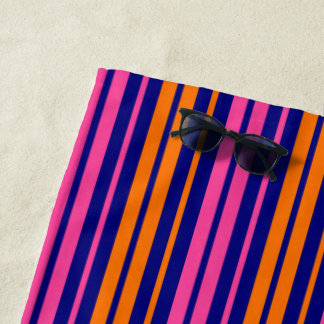 Blue Orange Pink Vertical Stripes Design Strandtuch