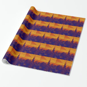 Blue Orange Pop Art New York City Geschenkpapier
