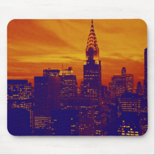 Blue Orange Pop Art New York City Mousepad