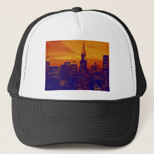 Blue Orange Pop Art New York City Truckerkappe