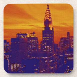 Blue Orange Pop Art New York City Untersetzer