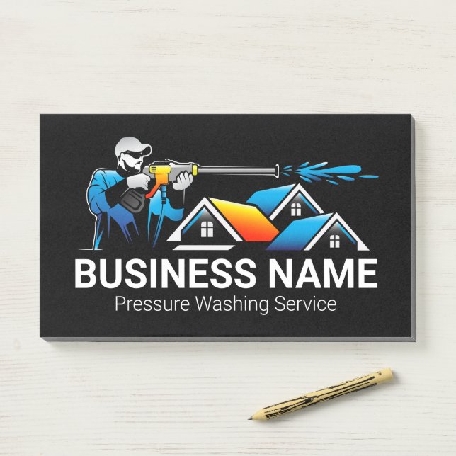 Blue Orange Pressure Washing House Logo Post-it Klebezettel (Auf Schreibtisch)