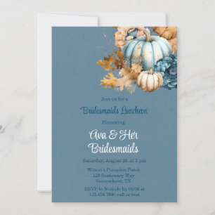 Blue Orange Pumpkin Peony Bridesmaids Luncheon Einladung