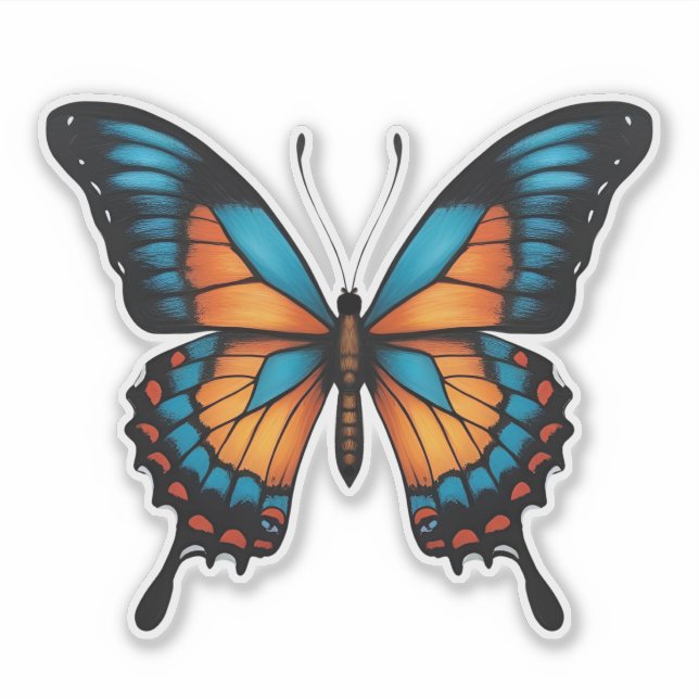 Blue-Orange-Schmetterlingsticker Aufkleber (Vorderseite)