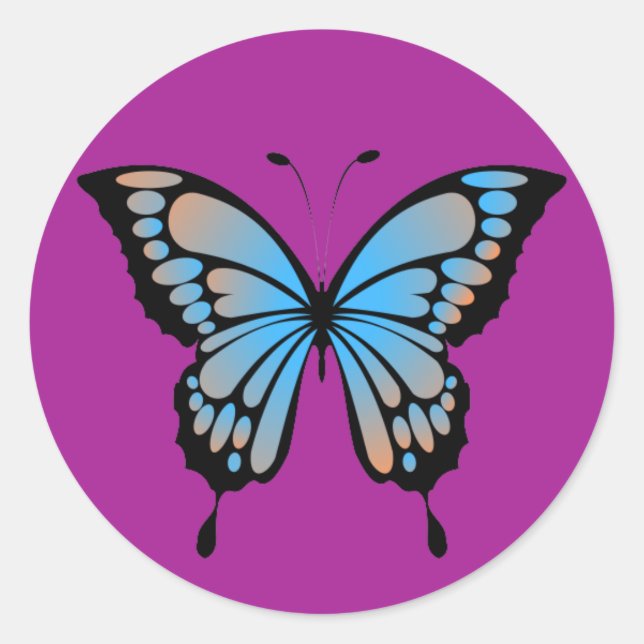 Blue-Orange-Schmetterlingsticker Runder Aufkleber (Vorderseite)