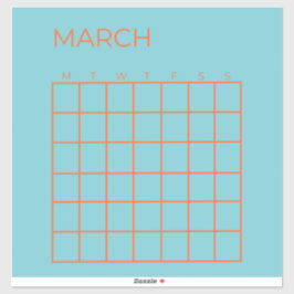 Blue Orange Tosca März Undated Calendar Plane Aufkleber