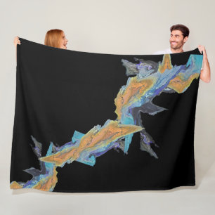 Blue Orange Türkis Abstrakte Kunst Fleecedecke