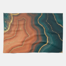 Blue Orange und Gold Geode Inspiriert Geschirrtuch