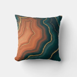 Blue Orange und Gold Geode Inspiriert Kissen