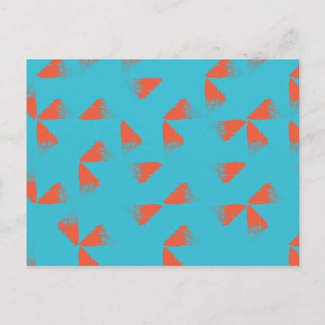 Blue, orange, vibrant, trendy geometric pattern postkarte (Vorderseite)
