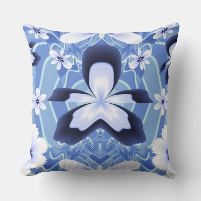 Blue Orchid Blume Fraktal Art Collection Kissen (Vorderseite)