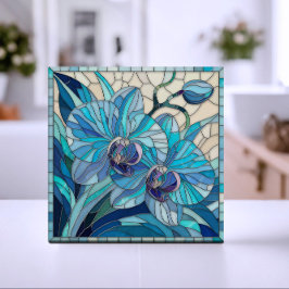 Blue Orchid Blume Mosaik Art Fliese