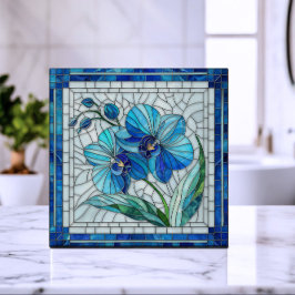 Blue Orchid Blume Mosaik Art Fliese