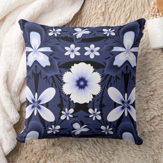 Blue Orchid Elegante Blume Fraktal Kissen (Decke)