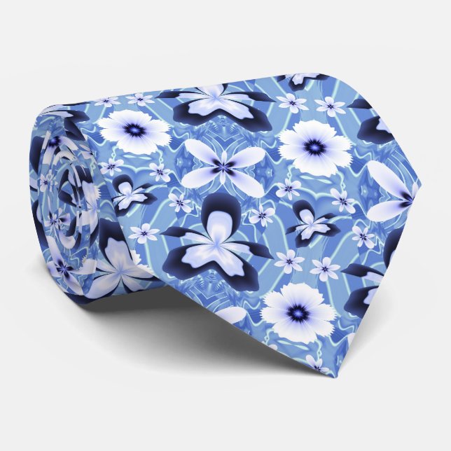 Blue Orchid Elegante Blume Krawatte (Gerollt)
