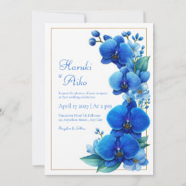 Blue Orchid Gold Geometric Wedding Einladung