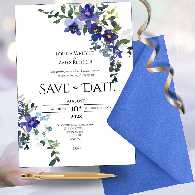 Blue Orchid Save the Date Hochzeitseinladung Einladung (Von Creator hochgeladen)