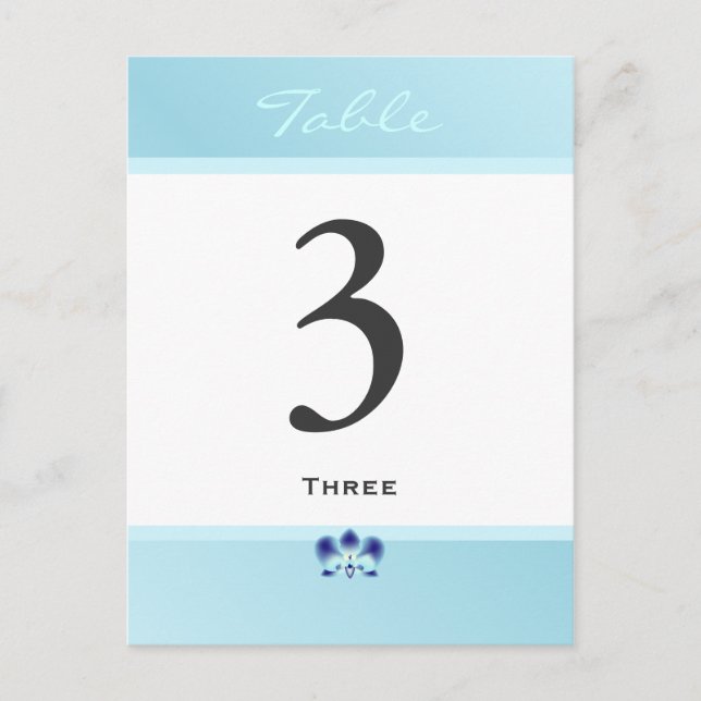 Blue Orchid Tischnummer Card (Vorderseite)