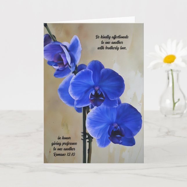 Blue Orchids Bible Verse Art Note Card Karte (Kleine Pflanze)