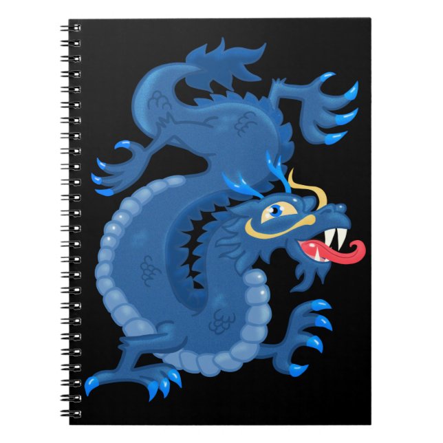 Blue Oriental Dragon Notebook Notizblock (Vorderseite)