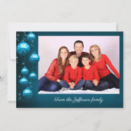 Blue Ornaments mit Foto und Persönlicher Nachricht Feiertagskarte