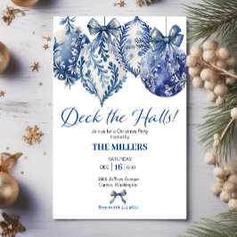 Blue Ornaments Weihnachten Party Einladung