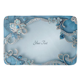 Blue Ornate Floral Bath Mat Badematte