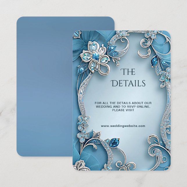 Blue Ornate Floral Detail Enclosure Card Begleitkarte (Vorne/Hinten)