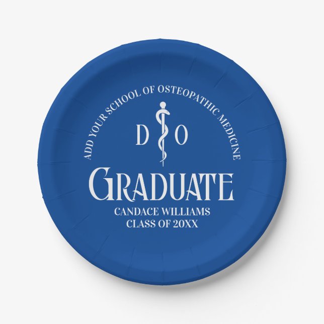Blue Osteopathic Medical School Graduation Party Pappteller (Vorderseite)
