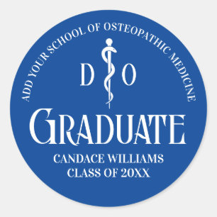 Blue Osteopathic Medical School Graduation Party Runder Aufkleber
