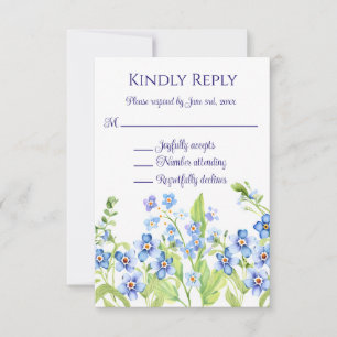Blue Oubliez-moi pas Watercolor Wedding carte RSVP