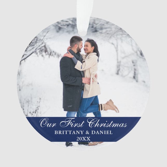Blue Our First Christmas Couple Photo (devant)