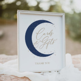 Blue Over Moon Baby Duschkarten und Geschenke Poster