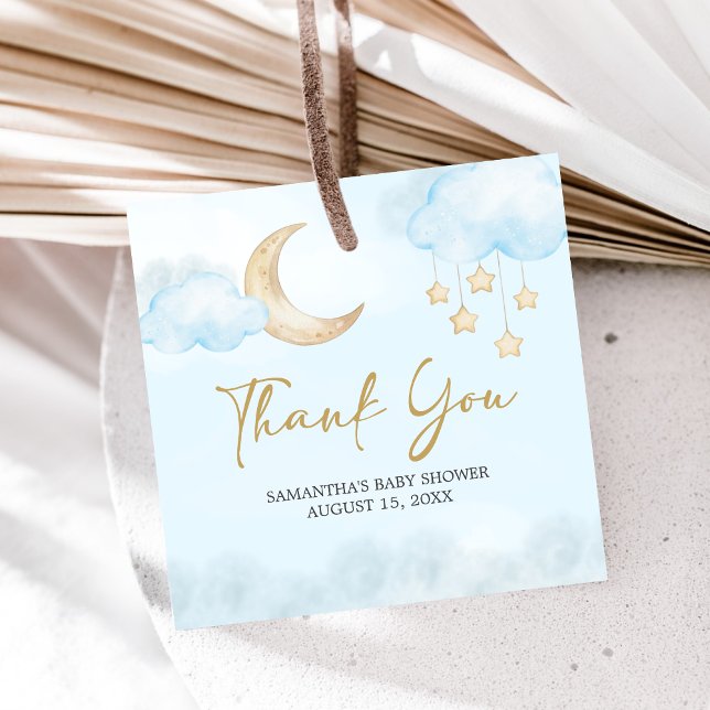 Blue Over the Moon Baby Shower  Geschenkanhänger (Over the Moon Baby Shower Favor Tags)
