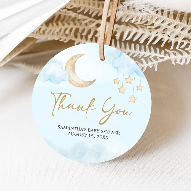 Blue Over the Moon Baby Shower  Geschenkanhänger (Over the Moon Baby Shower Favor Tags)