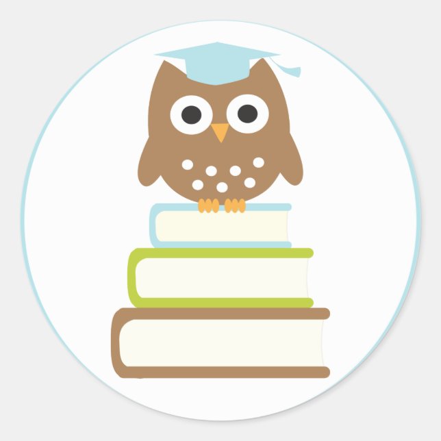 Blue Owl Abschluss Umschlag Aufkleber (Vorderseite)