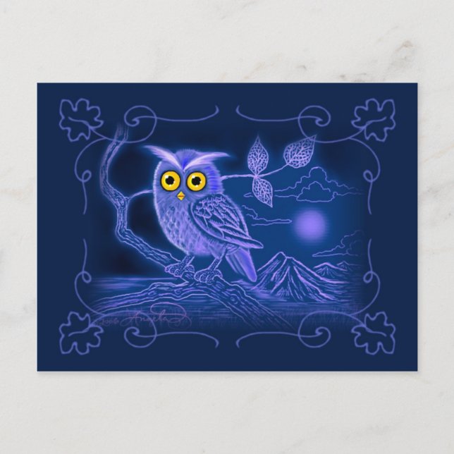 Blue Owl Art Postkarte (Vorderseite)