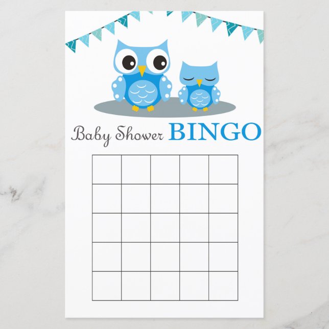 Blue Owl Baby Duschbingkarte (Vorderseite)
