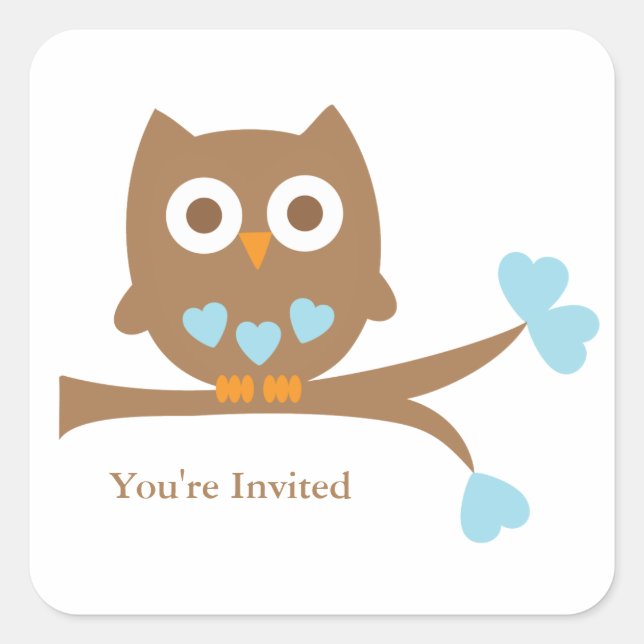 Blue Owl Baby Dusche Umschlag Aufkleber (Vorderseite)