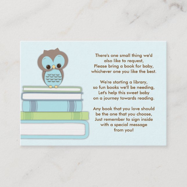 Blue Owl Baby Showbucheinführungskarte Begleitkarte (Vorderseite)