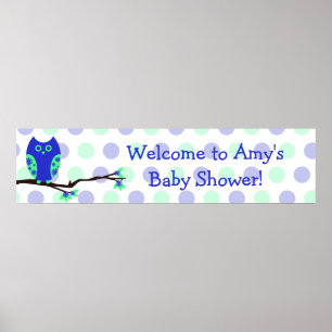 Blue Owl Custom Baby Duschzeichen Poster