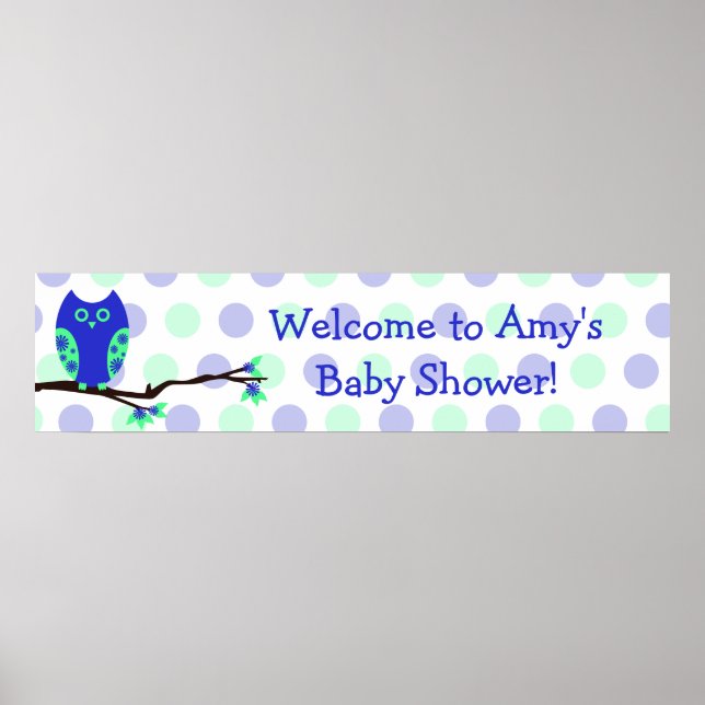 Blue Owl Custom Baby Duschzeichen Poster (Vorne)